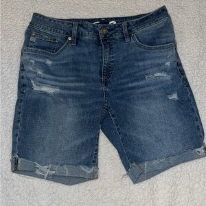 Seven7 Women's Distressed Blue Jean Shorts